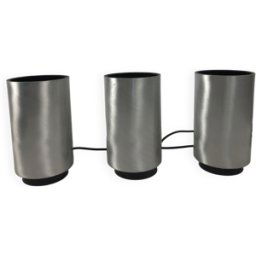 Trio de lampe tuyau à poser édité par Concord lighting 1970 argent 16x16x27