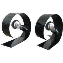 Paire de lampes "looping" édition massive 1990 noir 17x31x21