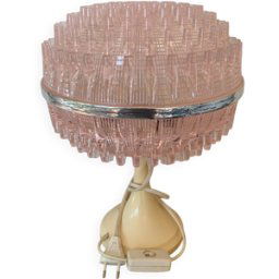 Lampe Plastique 50´s Pop Et Moderne Globe Rose Et Pied Crème Marque ME rose 25x25x34
