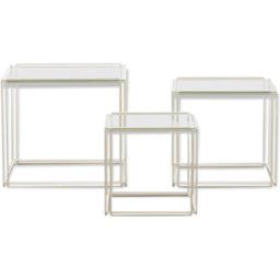 Tables gigognes design Max Sauze éditées par Iscocèle blanc 45x45x40