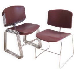 6 chaises Max Stacker pour Steelcase bordeaux 47x53x78