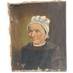 ART Portrait de femme à la coiffe XIX e noir 0x0x0