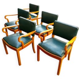 Ensemble de 5 chaises attribuées à Jacob Kjaer, Danemark années 40 marron 62x60x82