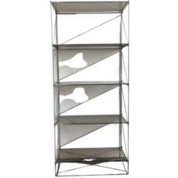 Étagère métal et verre fumé modèle Isocèle par Max Sauze argent 61x32x140