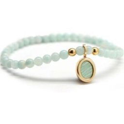 Petits trésors Bracelet Petite pierre fine ovale Amazonite plaqué or