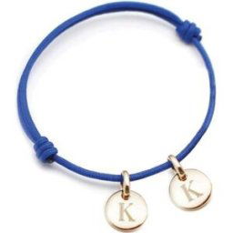 Petits trésors Bracelet cordon 2 charms rond personnalisable (plaqué or)