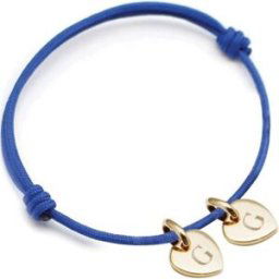Petits trésors Bracelet cordon 2 charms coeur personnalisable (plaqué or)
