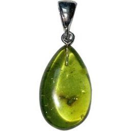 France Minéraux Pendentif Ambre verte - Pierre brute