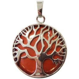 France Minéraux Pendentif Jaspe rouge - Arbre de vie