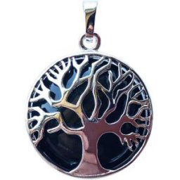 France Minéraux Pendentif Agate noire - Arbre de vie