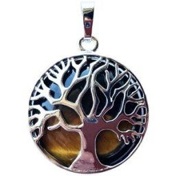 France Minéraux Pendentif Oeil de tigre - Arbre de vie