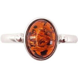 France Minéraux Bague Ambre "Camille" - Argent 925