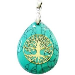 France Minéraux Pendentif Turquoise stabilisée - Goutte Arbre de vie