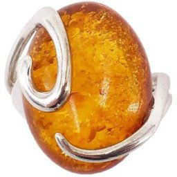 France Minéraux Bague Ambre "Océane" - Argent 925