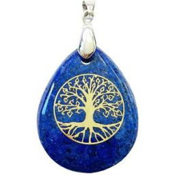 France Minéraux Pendentif Lapis-lazuli - Goutte Arbre de vie