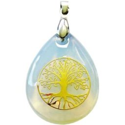 France Minéraux Pendentif Opale synthétique - Goutte Arbre de vie