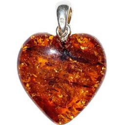 France Minéraux Pendentif Ambre - Petit Coeur