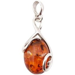 France Minéraux Pendentif Ambre "Océane" - Ovale - Argent 925