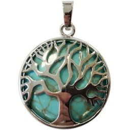 France Minéraux Pendentif Turquoise stabilisée - Arbre de vie