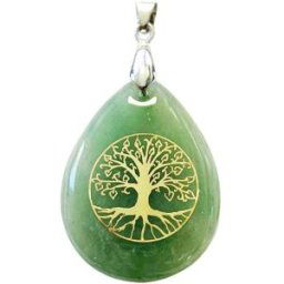 France Minéraux Pendentif Aventurine verte - Goutte Arbre de vie