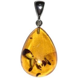 France Minéraux Pendentif Ambre - Goutte Argent 925