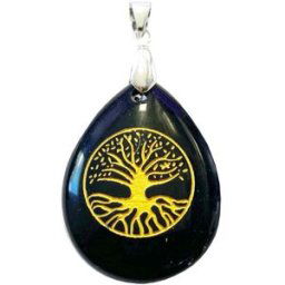 France Minéraux Pendentif Onyx - Goutte Arbre de vie
