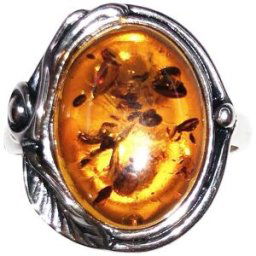 France Minéraux Bague Ambre "Justine" - Argent 925