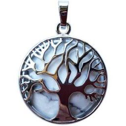 France Minéraux Pendentif Howlite - Arbre de vie