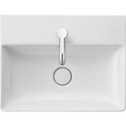 Duravit DuraSquare vasque 23565000411 50x40cm, sans trop-plein, avec 2000 robinetterie, trou pour robinetterie blanc WonderGliss
