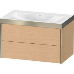 XViu Duravit vasque XV4615NB112P 80x48cm, 2 tiroirs, sans trou pour robinet, champagne mat, Cadres P, chêne brossé