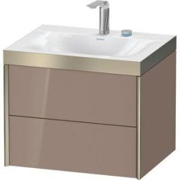XViu Duravit vasque XV4614EB186P 60x48cm, 2 tiroirs, 2 trous pour robinetterie, champagne mat, Cadres P, cappuccino brillant