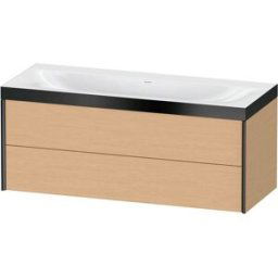XViu Duravit vasque XV4617NB212P 120x48cm, 2 tiroirs, sans trou pour robinet, noir mat, Cadres P, chêne brossé