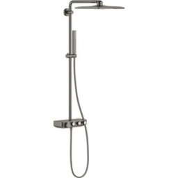 Grohe système de douche 26508AL0 graphite dur brossé, avec thermostat AP, bras de douche pivotant de 45 cm