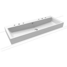 Kaldewei Puro lavabo 907006053001 120x46x12cm, avec trop - plein, trous taraudés 2x3, effet perlant blanc