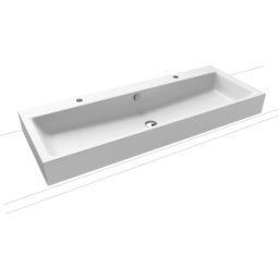Kaldewei Puro lavabo 907006043711 120x46x12cm, avec trop - plein, trou de robinetterie 2x1, alpin effet perlant blanc mat