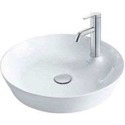 Duravit vasque à poser Cape Cod 23284832001 Ø 48 cm, avec trou pour robinetterie, sans trop-plein, avec îlot pour robinetterie, Weiß Seidenmatt