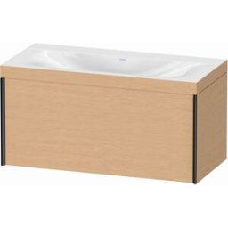 XViu Duravit vasque XV4611NB212C 100x48cm, 2000 , sans trou pour robinet, noir mat, Cadres C, chêne brossé