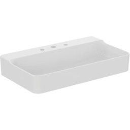 Ideal Standard vasque T383001 avec 3 trous pour robinetterie, sans trop-plein, poli, 800 x 450 x 145 mm, blanc