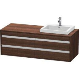 Ketho Duravit vasque KT6757R5353 140x55x49,6cm, pour vasque à encastrer, 4 tiroirs, découpe à droite, marron foncé