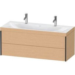 XViu Duravit vasque XV4618OB212C 120x48cm, 2 tiroirs, noir mat, Cadres C, chêne brossé