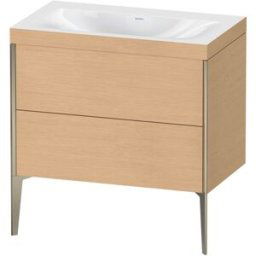 XViu Duravit vasque XV4710NB112C 80x48cm, 2 coulissants, sans trou pour robinet, champagne mat, Cadres C, chêne brossé