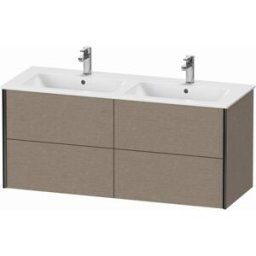 XViu Duravit vasque XV41290B211 128x48x56cm, 4 tiroirs, suspendu, noir mat, chêne cachemire