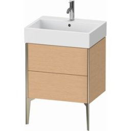XViu Duravit vasque XV45340B112 58,4 x 49,3 x 45,4 cm, chêne brossé, 2 coulissants, champagne mat