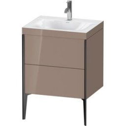 Duravit XViu Table de toilette XV4709OB286C 60x48cm, 2 2000 - out, Match2 trou de coulée, noir mat, Cadres C, cappucino haute brillance