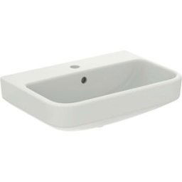 Ideal Standard life S lavabo compact T4584MA avec trou pour robinetterie et trop-plein, 55 x 38 x 18 cm, blanc Ideal Plus