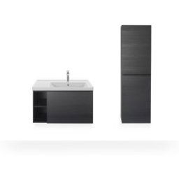 D-Neo Duravit vasque DE425701616 78,4 x 45,2 cm, chêne noir, 2000 , coulissant match2, élément étagère sur le côté