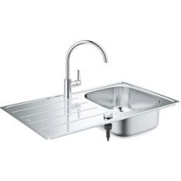 Grohe ensemble évier encastré 31562SD1 86x50cm, vasque 2000 , avec mitigeur monocommande, Inox