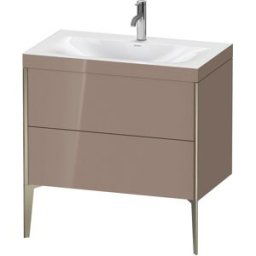 Duravit XViu Table de toilette XV4710OB186C 80x48cm, 2 2000 - out, Match2 trou de coulée, champagne mat, Cadres C, un brillant élevé cappuccino