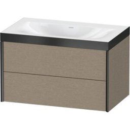 XViu Duravit vasque XV4615NB211P 80x48cm, 2 tiroirs, sans trou pour robinet, noir mat, Cadres P, chêne cachemire