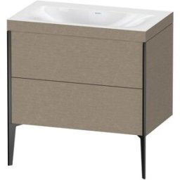 XViu Duravit vasque XV4710NB211C 80x48cm, 2 coulissants, sans trou pour robinet, noir mat, Cadres C, chêne cachemire